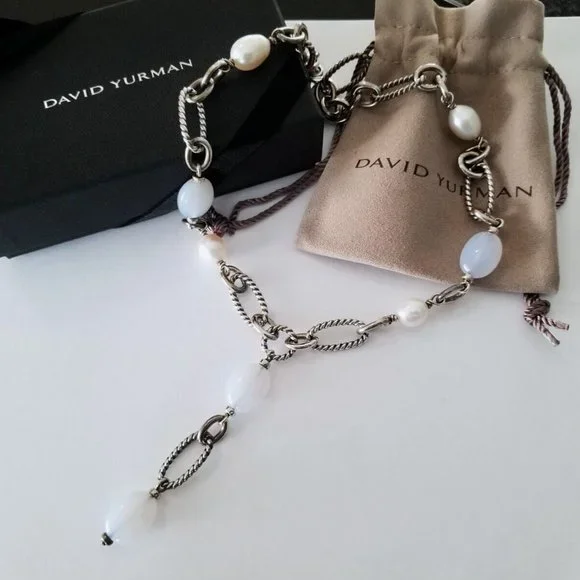 SOLD - DAVID YURMAN *RARE* Lavender Chalcedony & Pearl Y Necklace - MINT! $1750 - Picture 5 of 6